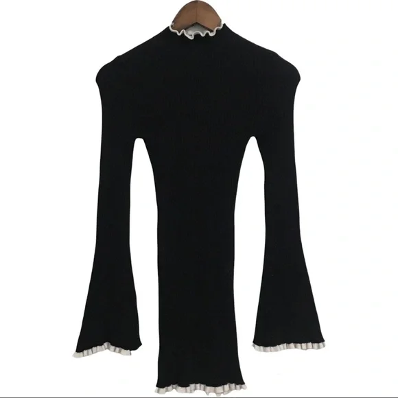 Forever 21 | Dresses | Forever2 Fitted Bodycon Sheath Black Ribbed Knit  Flare Sleeves Dress Size Sm | Poshmark